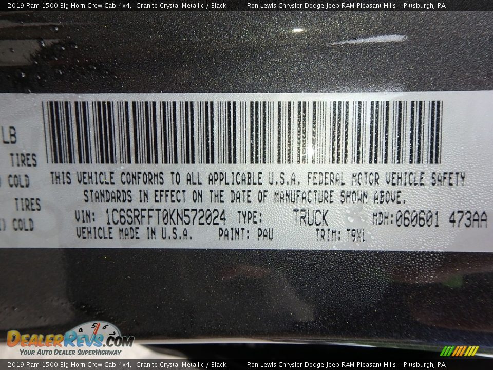 2019 Ram 1500 Big Horn Crew Cab 4x4 Granite Crystal Metallic / Black Photo #14