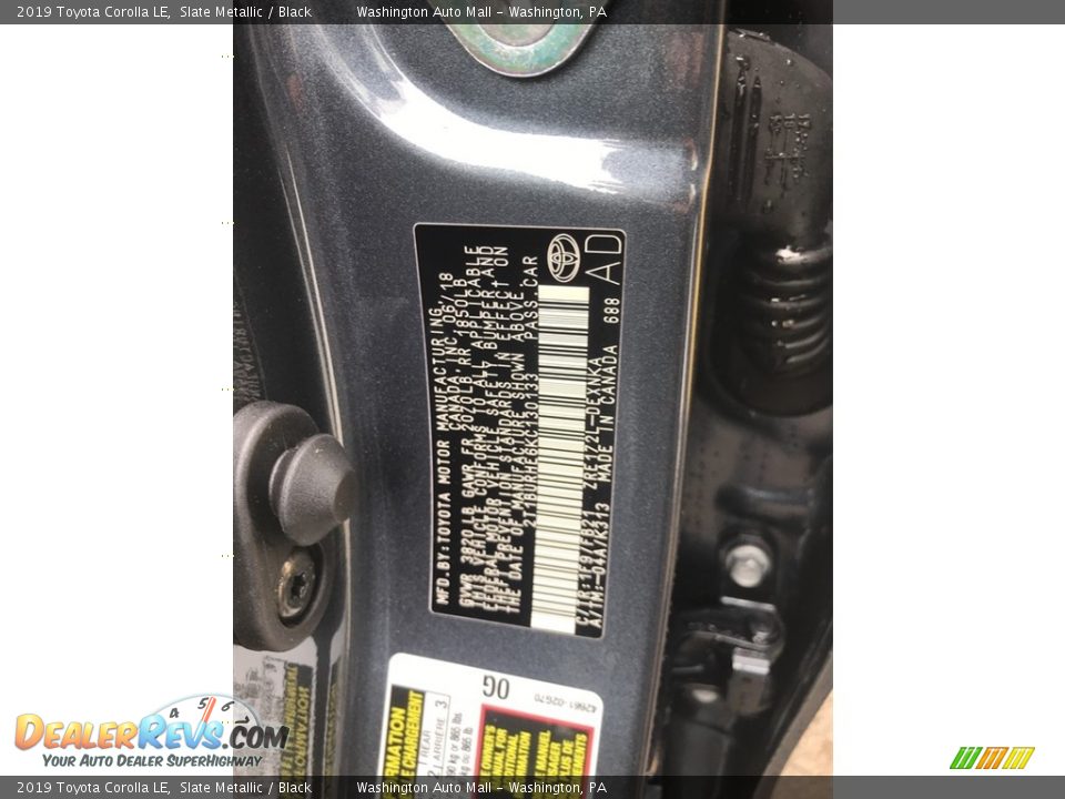 2019 Toyota Corolla LE Slate Metallic / Black Photo #19
