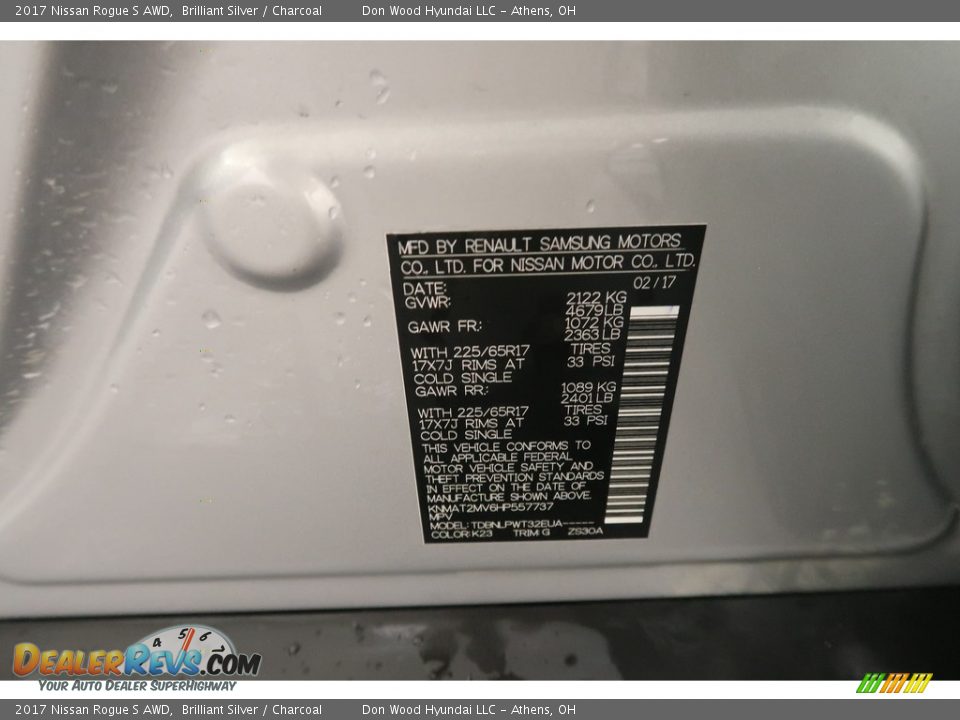 2017 Nissan Rogue S AWD Brilliant Silver / Charcoal Photo #36