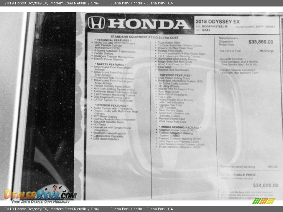 2019 Honda Odyssey EX Modern Steel Metallic / Gray Photo #18