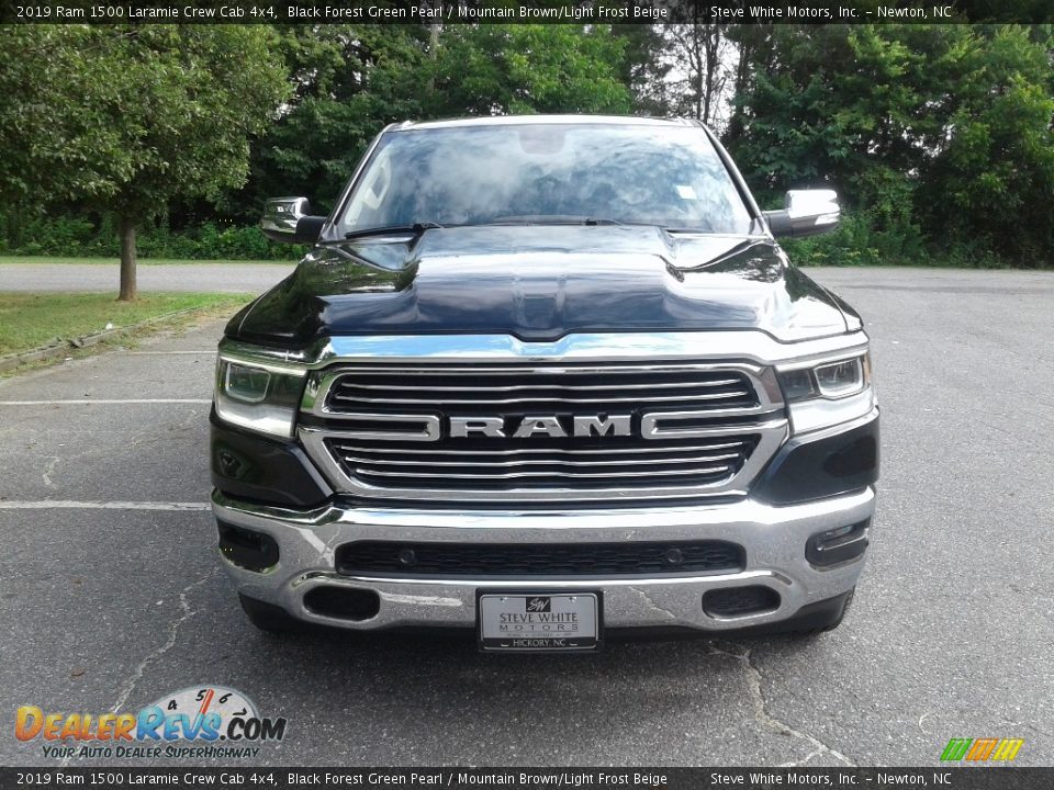 2019 Ram 1500 Laramie Crew Cab 4x4 Black Forest Green Pearl / Mountain Brown/Light Frost Beige Photo #3