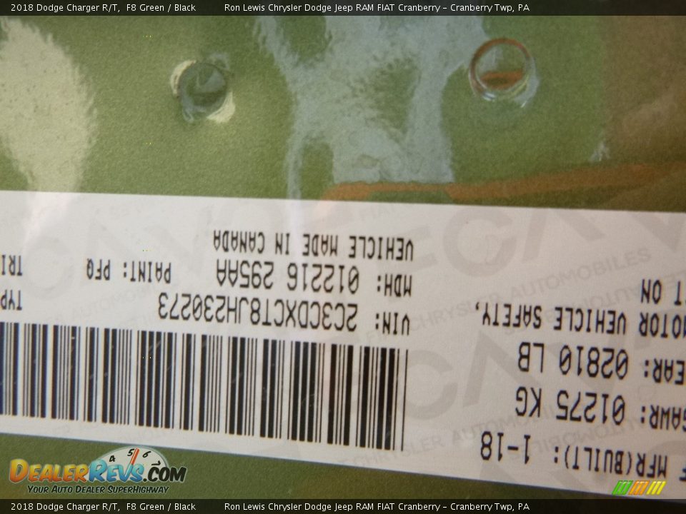 2018 Dodge Charger R/T F8 Green / Black Photo #16