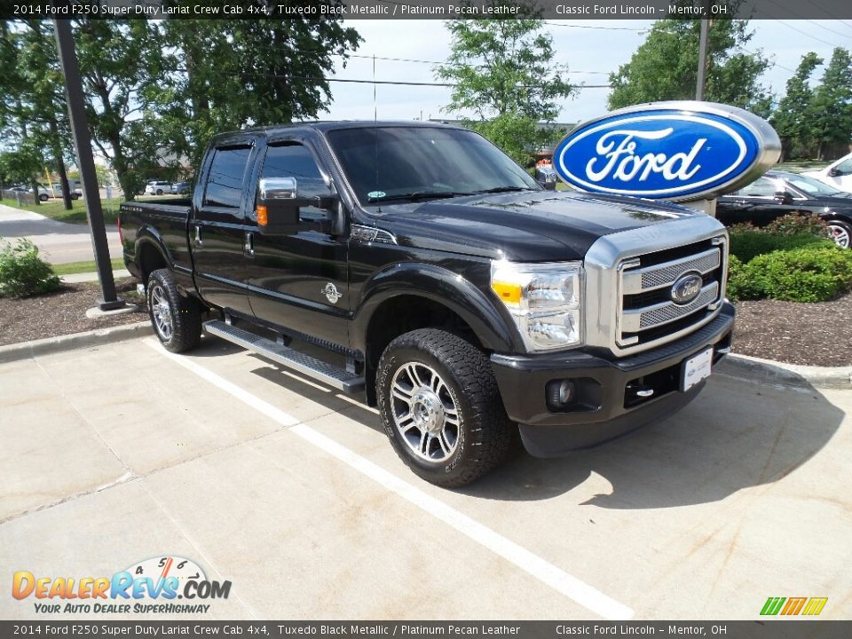 2014 Ford F250 Super Duty Lariat Crew Cab 4x4 Tuxedo Black Metallic / Platinum Pecan Leather Photo #1