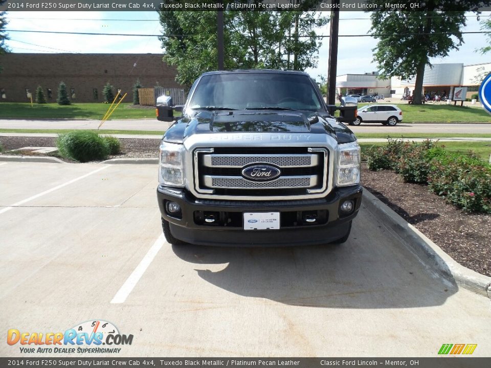 2014 Ford F250 Super Duty Lariat Crew Cab 4x4 Tuxedo Black Metallic / Platinum Pecan Leather Photo #2