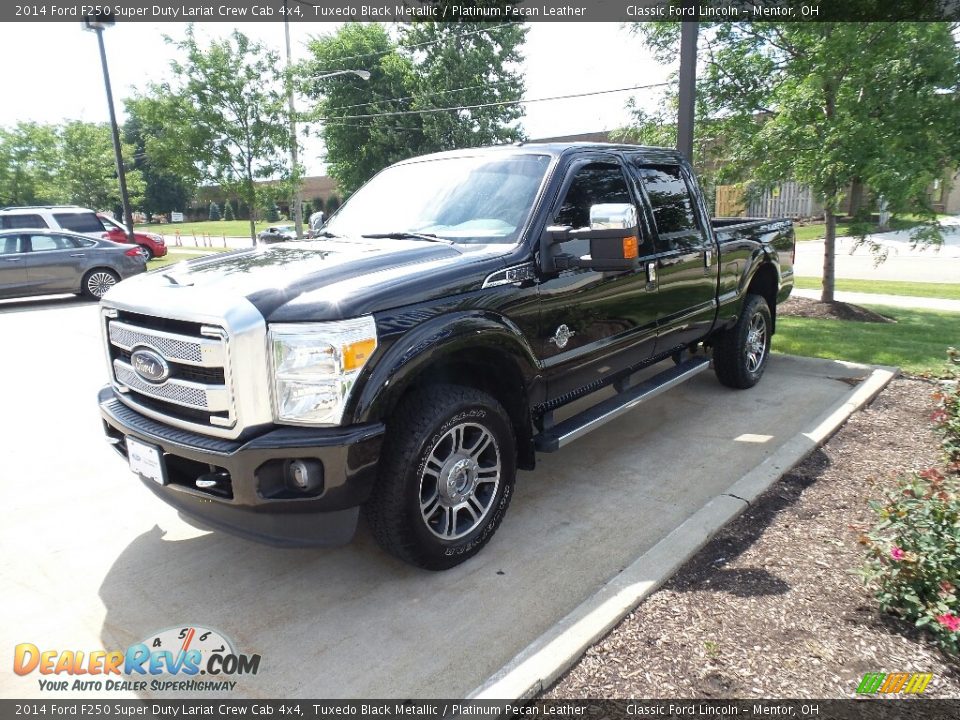 2014 Ford F250 Super Duty Lariat Crew Cab 4x4 Tuxedo Black Metallic / Platinum Pecan Leather Photo #3