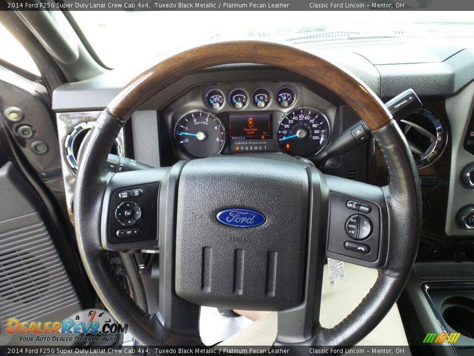 2014 Ford F250 Super Duty Lariat Crew Cab 4x4 Tuxedo Black Metallic / Platinum Pecan Leather Photo #9