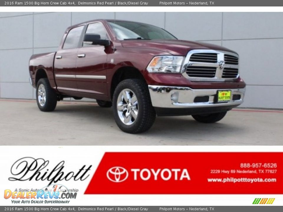 2016 Ram 1500 Big Horn Crew Cab 4x4 Delmonico Red Pearl / Black/Diesel Gray Photo #1