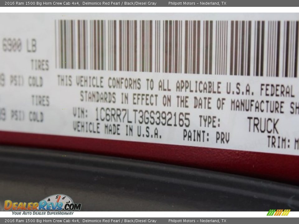 2016 Ram 1500 Big Horn Crew Cab 4x4 Delmonico Red Pearl / Black/Diesel Gray Photo #33