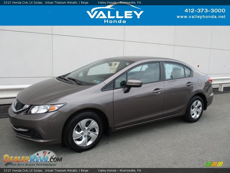 2015 Honda Civic LX Sedan Urban Titanium Metallic / Beige Photo #1