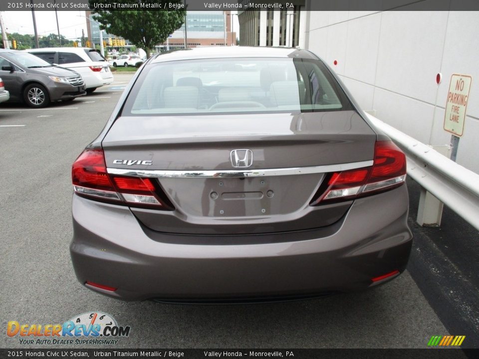 2015 Honda Civic LX Sedan Urban Titanium Metallic / Beige Photo #4