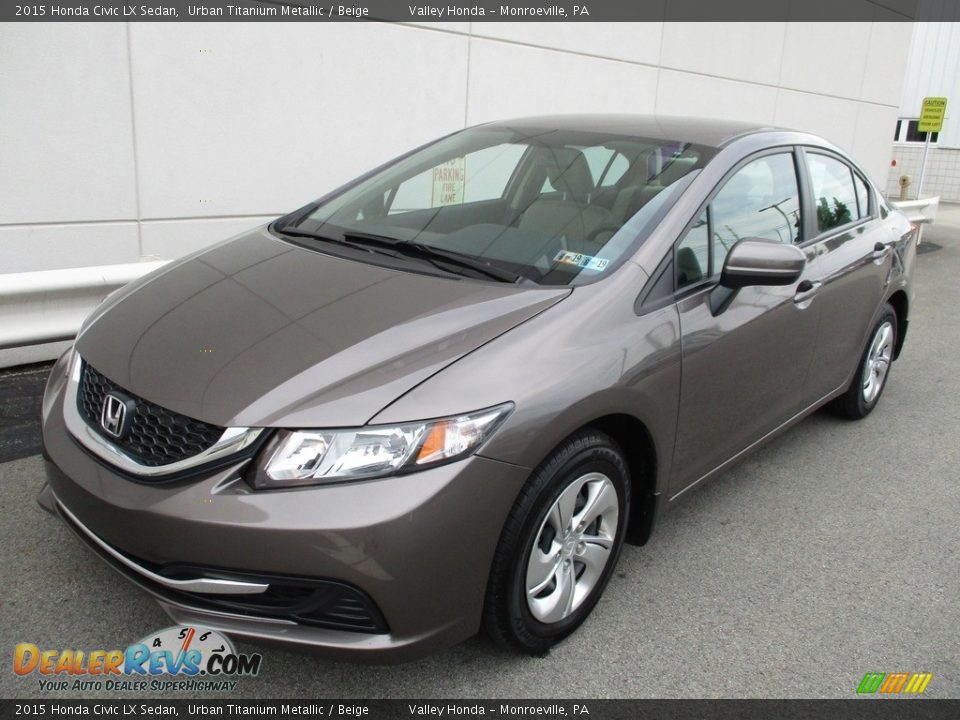 2015 Honda Civic LX Sedan Urban Titanium Metallic / Beige Photo #9
