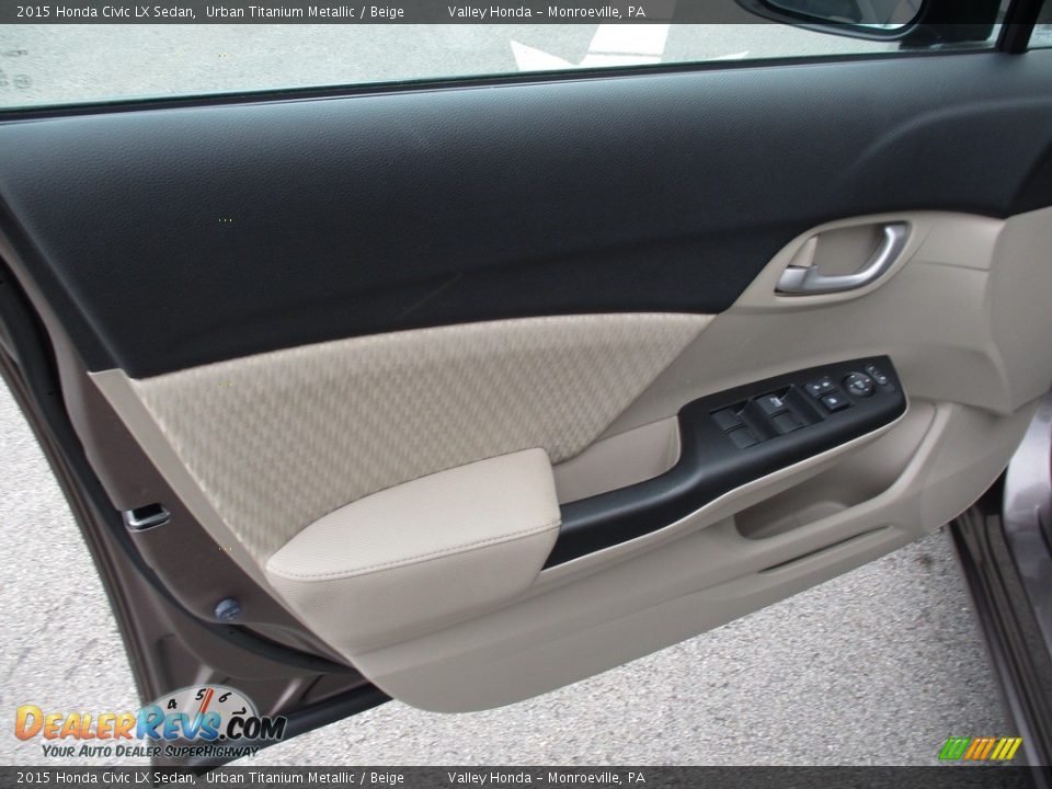 2015 Honda Civic LX Sedan Urban Titanium Metallic / Beige Photo #10