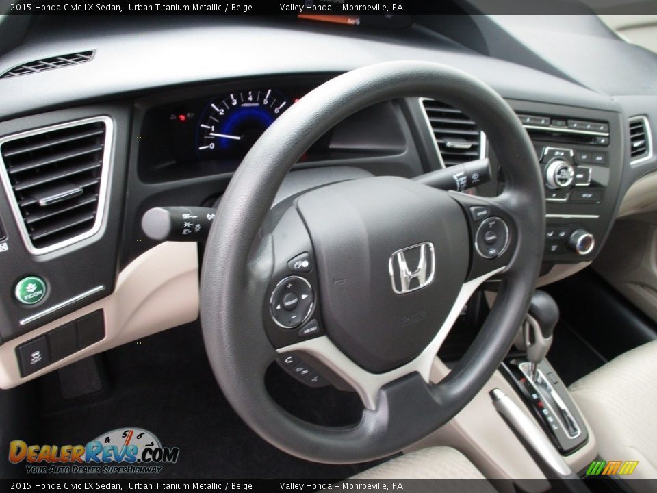 2015 Honda Civic LX Sedan Urban Titanium Metallic / Beige Photo #13