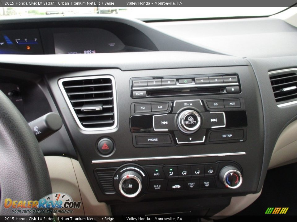 2015 Honda Civic LX Sedan Urban Titanium Metallic / Beige Photo #15