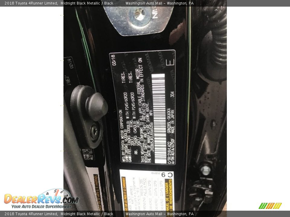 2018 Toyota 4Runner Limited Midnight Black Metallic / Black Photo #19