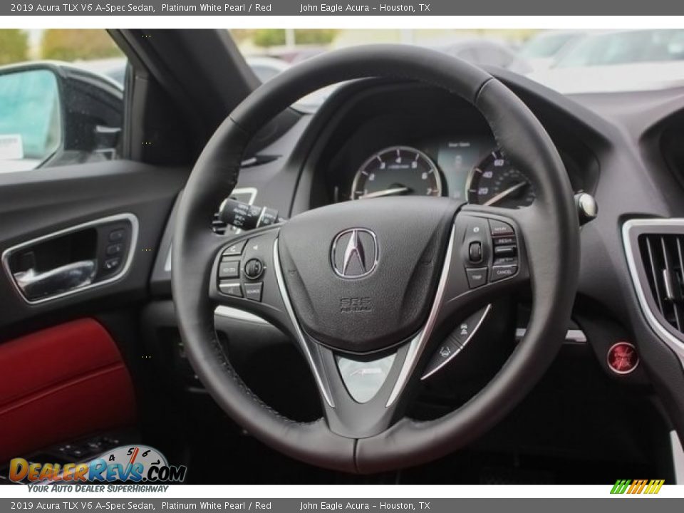 2019 Acura TLX V6 A-Spec Sedan Platinum White Pearl / Red Photo #26