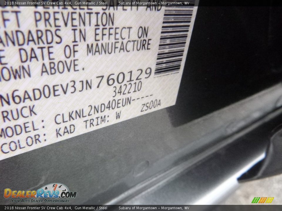 2018 Nissan Frontier SV Crew Cab 4x4 Gun Metallic / Steel Photo #16