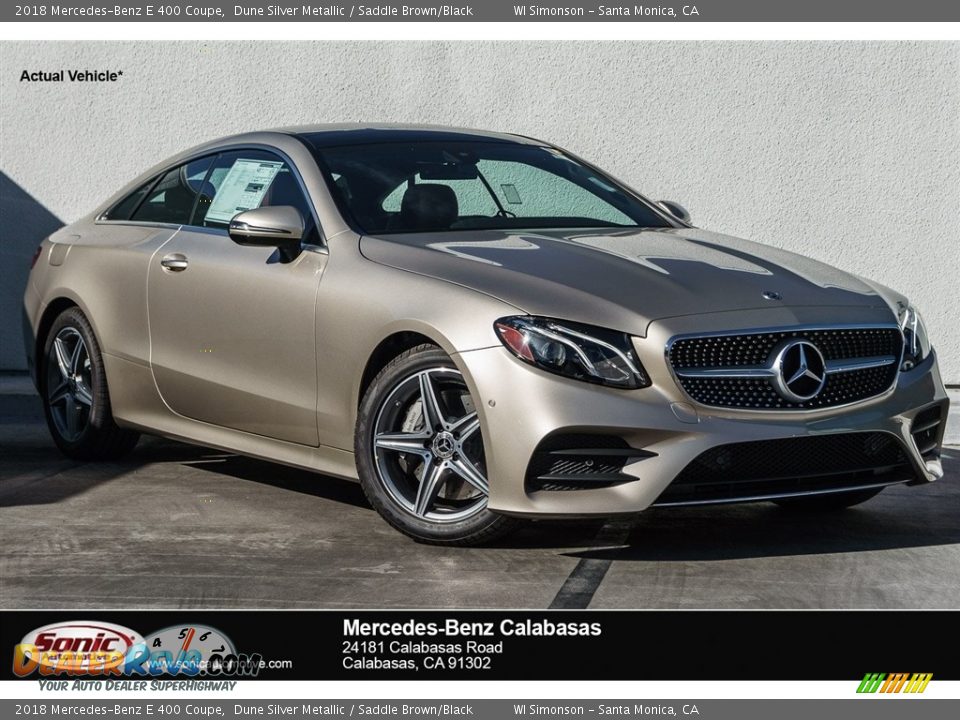 2018 Mercedes-Benz E 400 Coupe Dune Silver Metallic / Saddle Brown/Black Photo #1