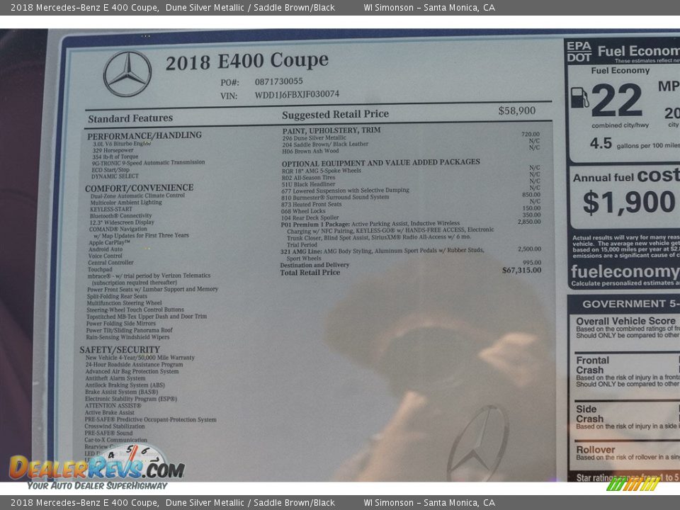 2018 Mercedes-Benz E 400 Coupe Dune Silver Metallic / Saddle Brown/Black Photo #10