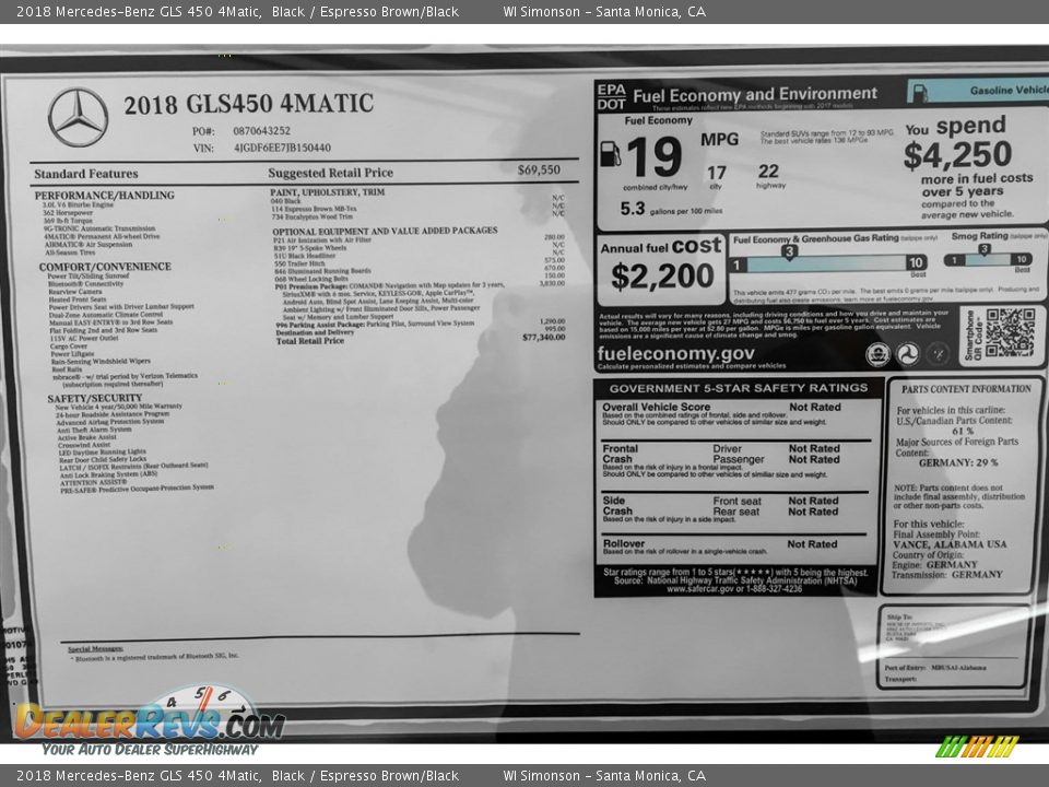 2018 Mercedes-Benz GLS 450 4Matic Black / Espresso Brown/Black Photo #10