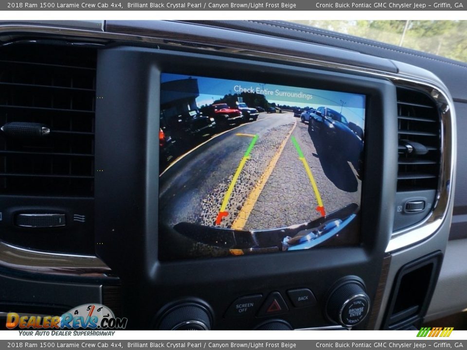 2018 Ram 1500 Laramie Crew Cab 4x4 Brilliant Black Crystal Pearl / Canyon Brown/Light Frost Beige Photo #4