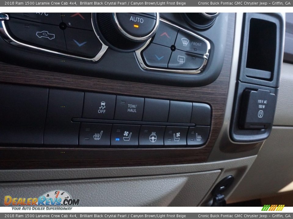2018 Ram 1500 Laramie Crew Cab 4x4 Brilliant Black Crystal Pearl / Canyon Brown/Light Frost Beige Photo #6