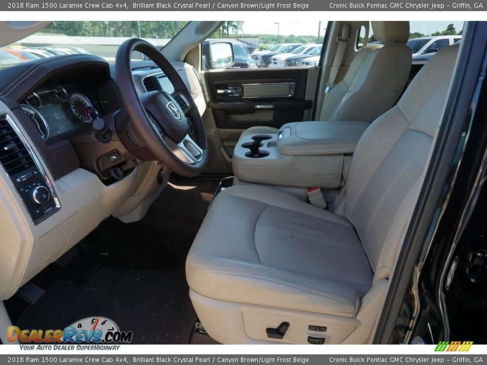 2018 Ram 1500 Laramie Crew Cab 4x4 Brilliant Black Crystal Pearl / Canyon Brown/Light Frost Beige Photo #7