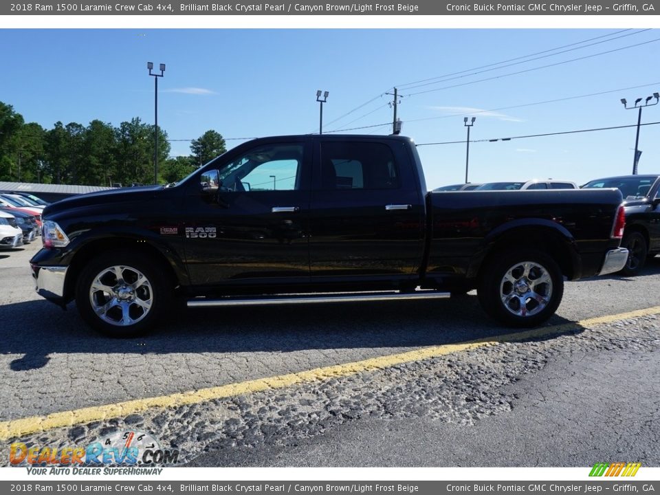 2018 Ram 1500 Laramie Crew Cab 4x4 Brilliant Black Crystal Pearl / Canyon Brown/Light Frost Beige Photo #9