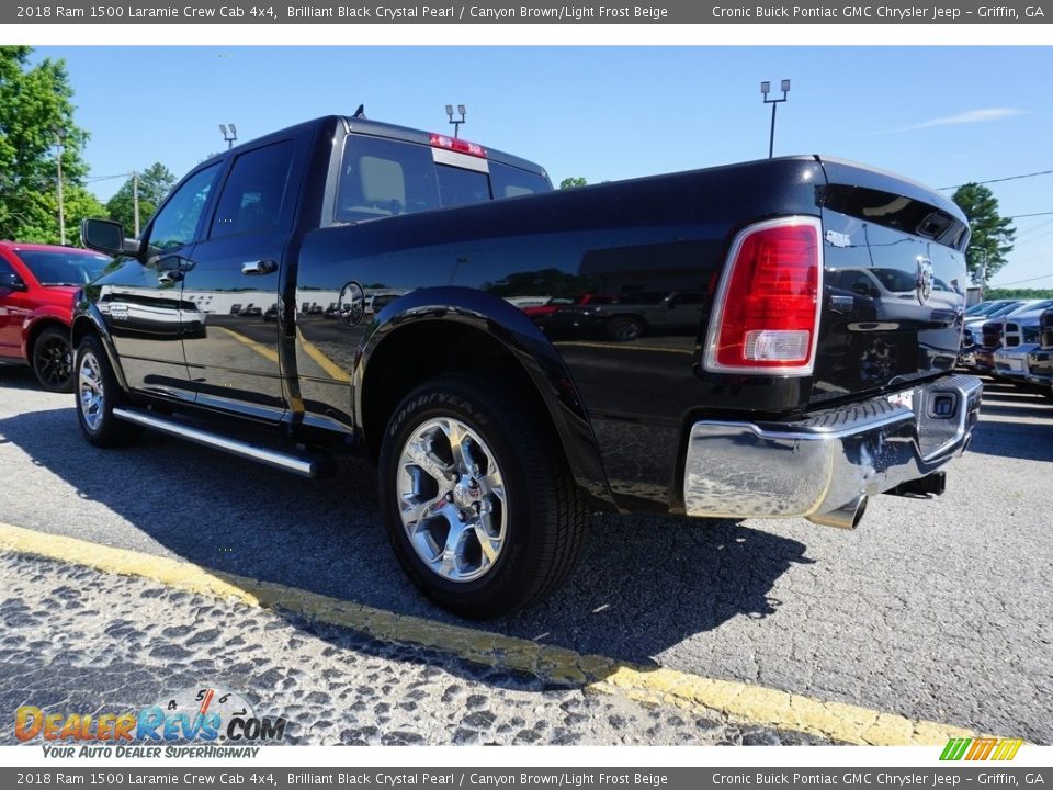 2018 Ram 1500 Laramie Crew Cab 4x4 Brilliant Black Crystal Pearl / Canyon Brown/Light Frost Beige Photo #10