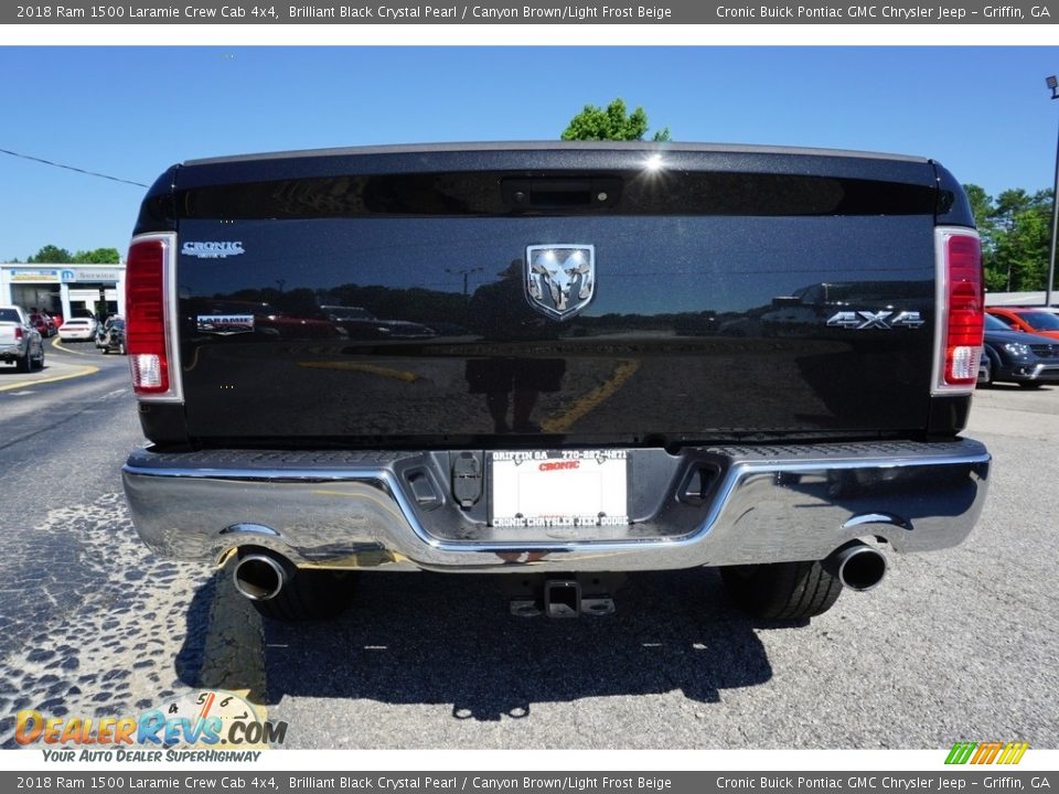 2018 Ram 1500 Laramie Crew Cab 4x4 Brilliant Black Crystal Pearl / Canyon Brown/Light Frost Beige Photo #11