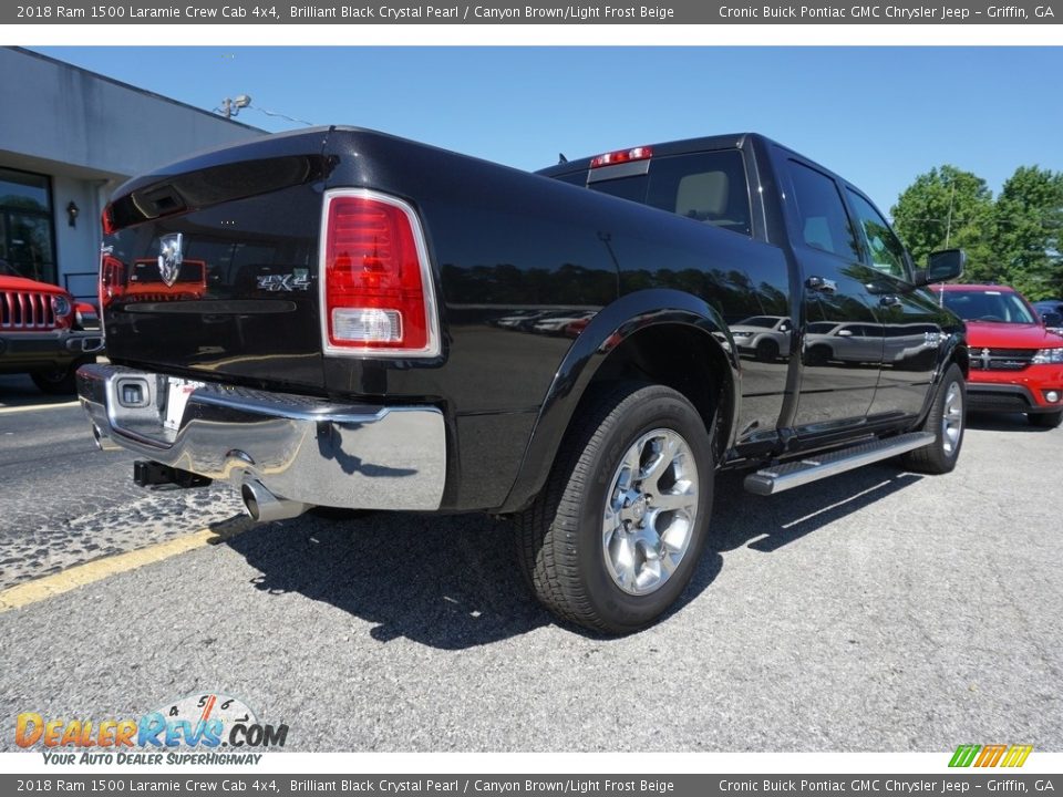 2018 Ram 1500 Laramie Crew Cab 4x4 Brilliant Black Crystal Pearl / Canyon Brown/Light Frost Beige Photo #12
