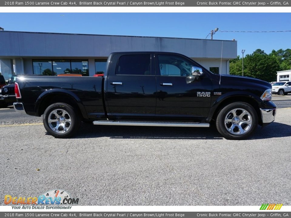 2018 Ram 1500 Laramie Crew Cab 4x4 Brilliant Black Crystal Pearl / Canyon Brown/Light Frost Beige Photo #13