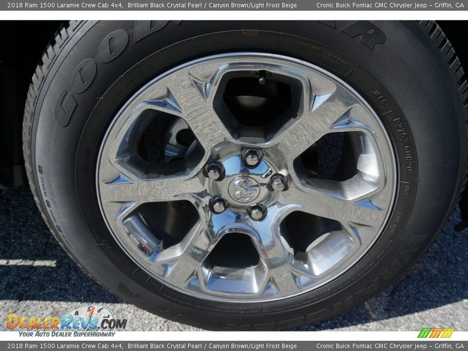 2018 Ram 1500 Laramie Crew Cab 4x4 Brilliant Black Crystal Pearl / Canyon Brown/Light Frost Beige Photo #14