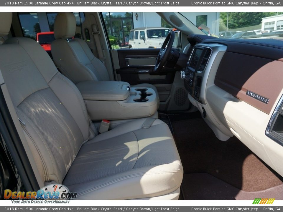 2018 Ram 1500 Laramie Crew Cab 4x4 Brilliant Black Crystal Pearl / Canyon Brown/Light Frost Beige Photo #15
