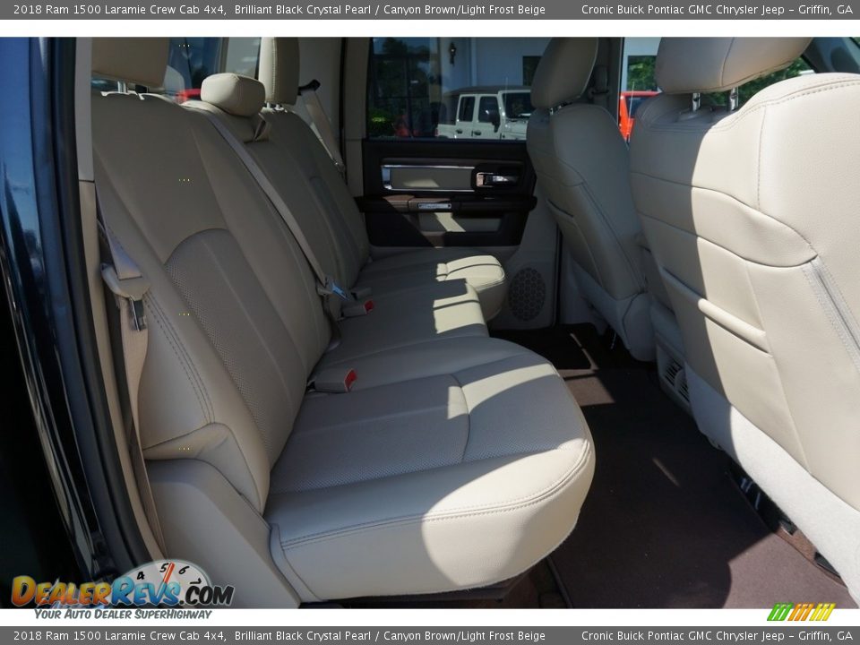2018 Ram 1500 Laramie Crew Cab 4x4 Brilliant Black Crystal Pearl / Canyon Brown/Light Frost Beige Photo #16