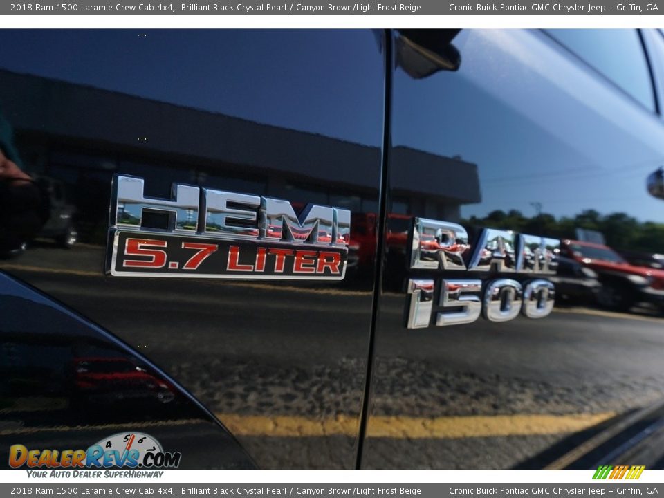 2018 Ram 1500 Laramie Crew Cab 4x4 Brilliant Black Crystal Pearl / Canyon Brown/Light Frost Beige Photo #19