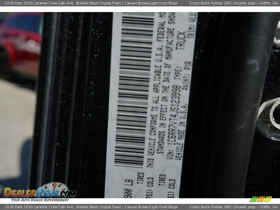 2018 Ram 1500 Laramie Crew Cab 4x4 Brilliant Black Crystal Pearl / Canyon Brown/Light Frost Beige Photo #20