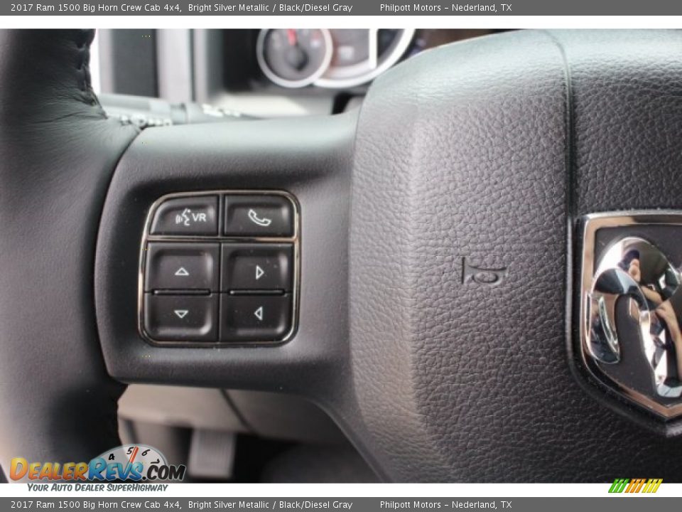 2017 Ram 1500 Big Horn Crew Cab 4x4 Bright Silver Metallic / Black/Diesel Gray Photo #20