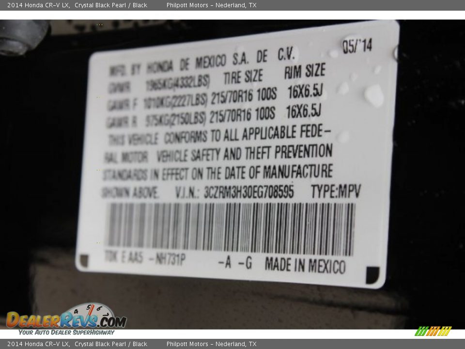 2014 Honda CR-V LX Crystal Black Pearl / Black Photo #34