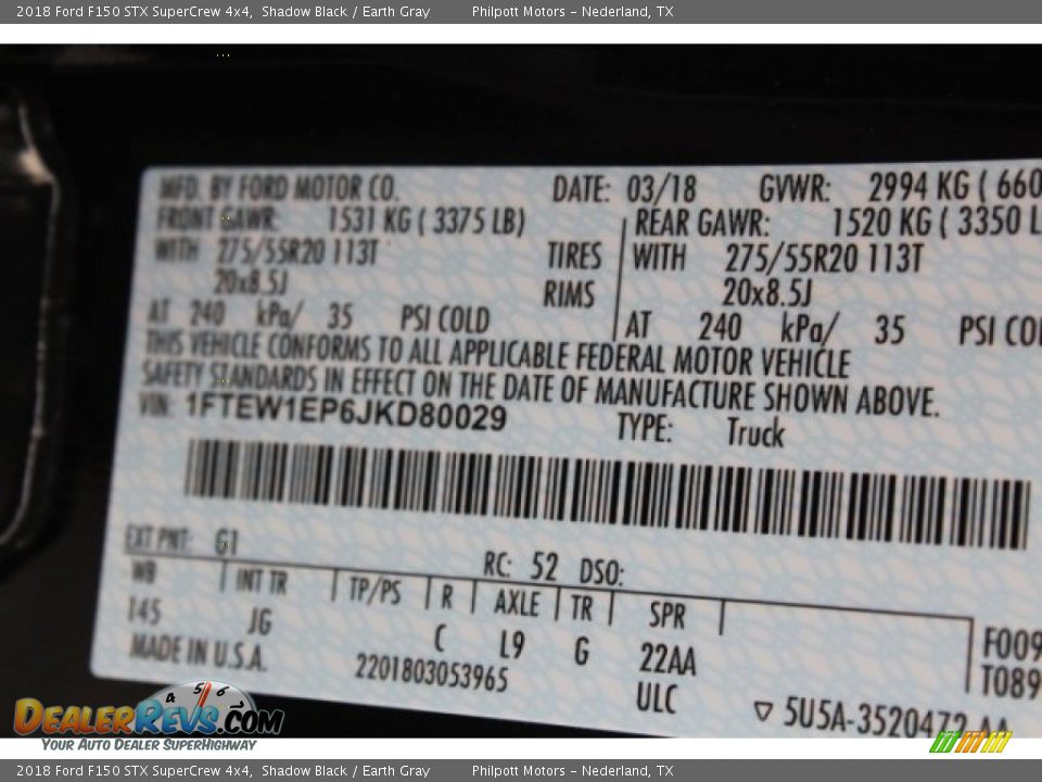 2018 Ford F150 STX SuperCrew 4x4 Shadow Black / Earth Gray Photo #33