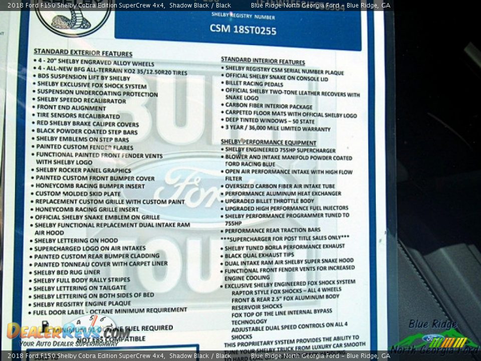 2018 Ford F150 Shelby Cobra Edition SuperCrew 4x4 Shadow Black / Black Photo #31