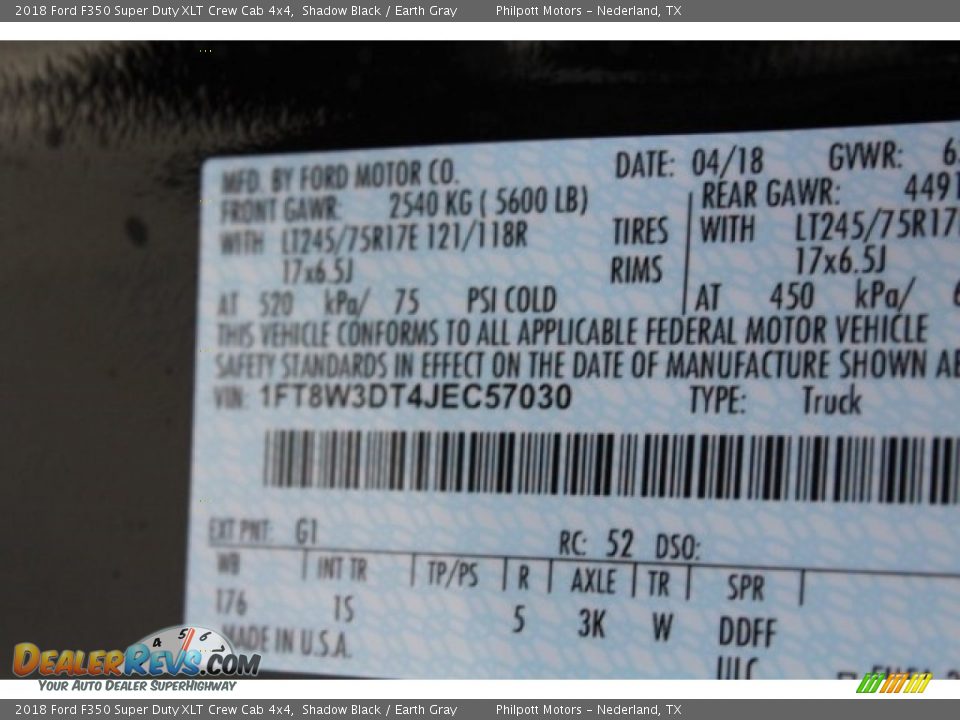 2018 Ford F350 Super Duty XLT Crew Cab 4x4 Shadow Black / Earth Gray Photo #33