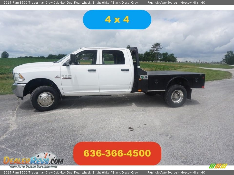 2015 Ram 3500 Tradesman Crew Cab 4x4 Dual Rear Wheel Bright White / Black/Diesel Gray Photo #1