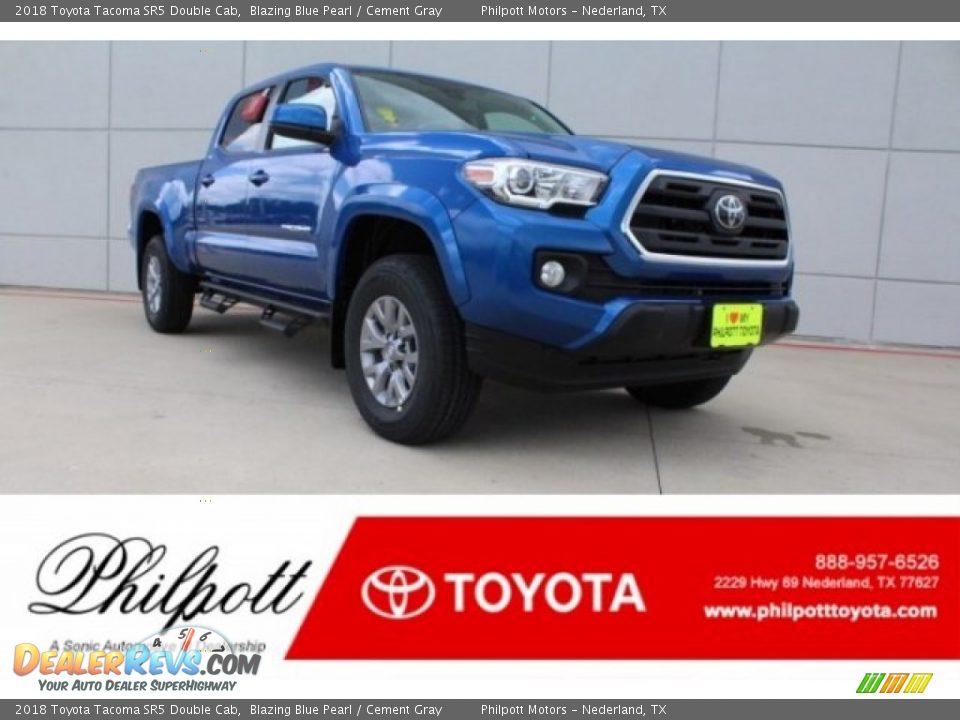 2018 Toyota Tacoma SR5 Double Cab Blazing Blue Pearl / Cement Gray Photo #1