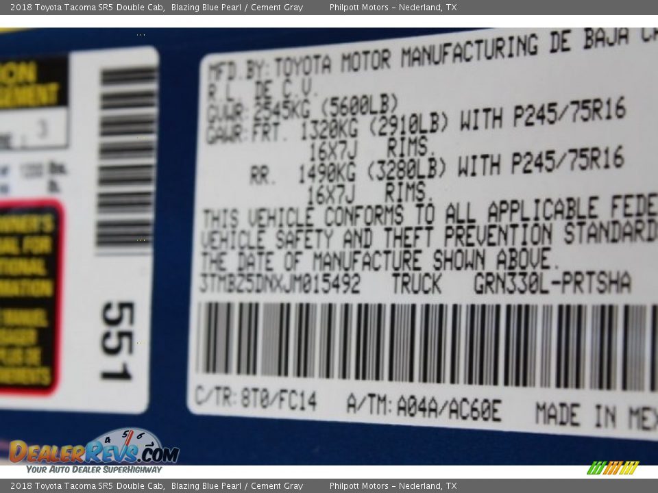 2018 Toyota Tacoma SR5 Double Cab Blazing Blue Pearl / Cement Gray Photo #33