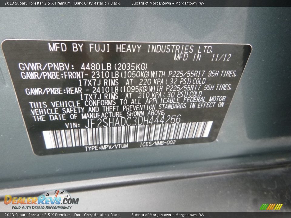 2013 Subaru Forester 2.5 X Premium Dark Gray Metallic / Black Photo #17