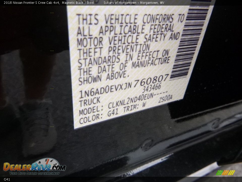 Nissan Color Code G41 Magnetic Black