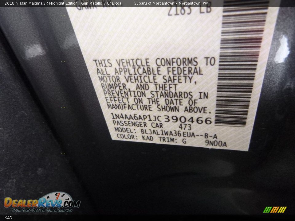 Nissan Color Code KAD Gun Metallic