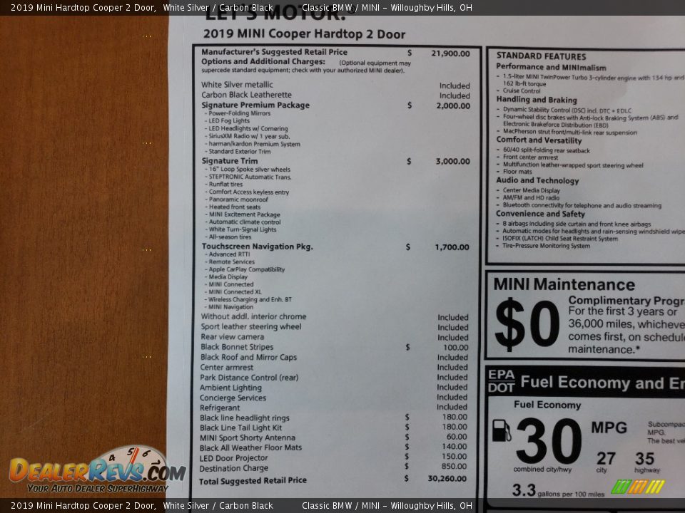 2019 Mini Hardtop Cooper 2 Door White Silver / Carbon Black Photo #9
