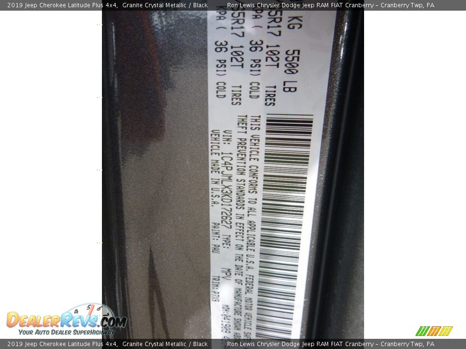 2019 Jeep Cherokee Latitude Plus 4x4 Granite Crystal Metallic / Black Photo #15